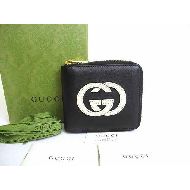 GG グッチ GUCCI インターロッキングG レザー ラウンドジップ 2つ折り