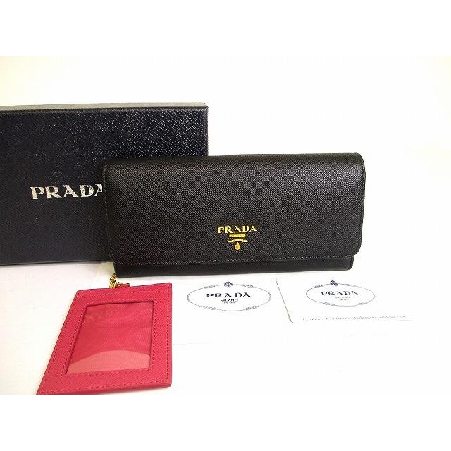 プラダ　PRADA サフィアーノ　2つ折り　長財布　パスケース付　フラップ PRADA（プラダ） サフィアーノ レザー 2つ折り 長財布 ロング