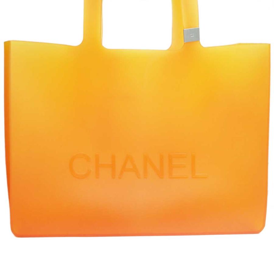 シャネル ロゴ ラバートート ラージ オレンジ CHANEL【中古】 : csb423