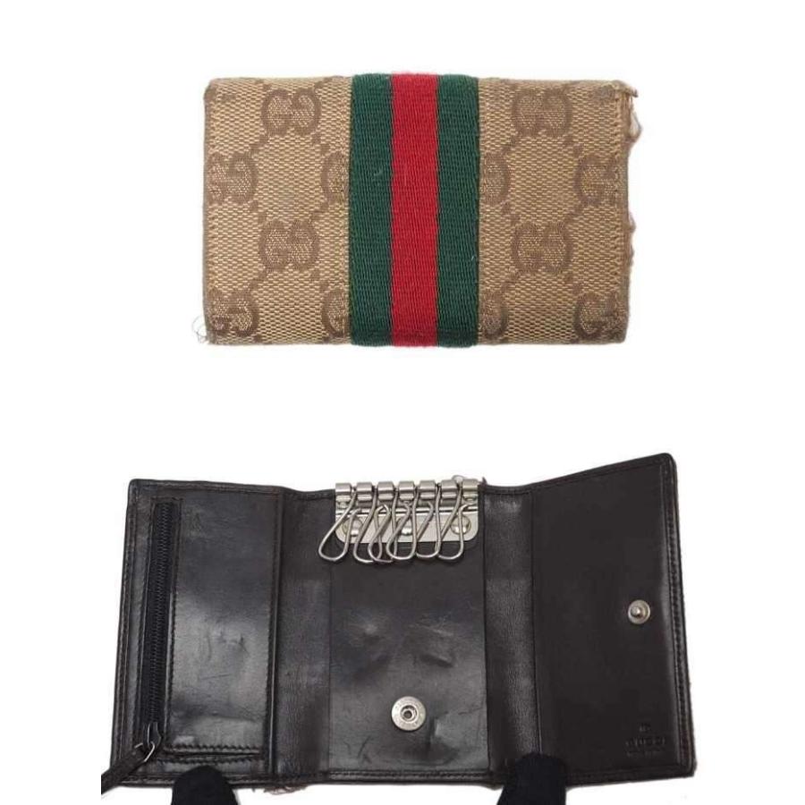 グッチ GUCCI GGキャンバス6連キーケース ベージュ×ウェブ 中古 最新・限定 6連キーケース GUCCI キーケース