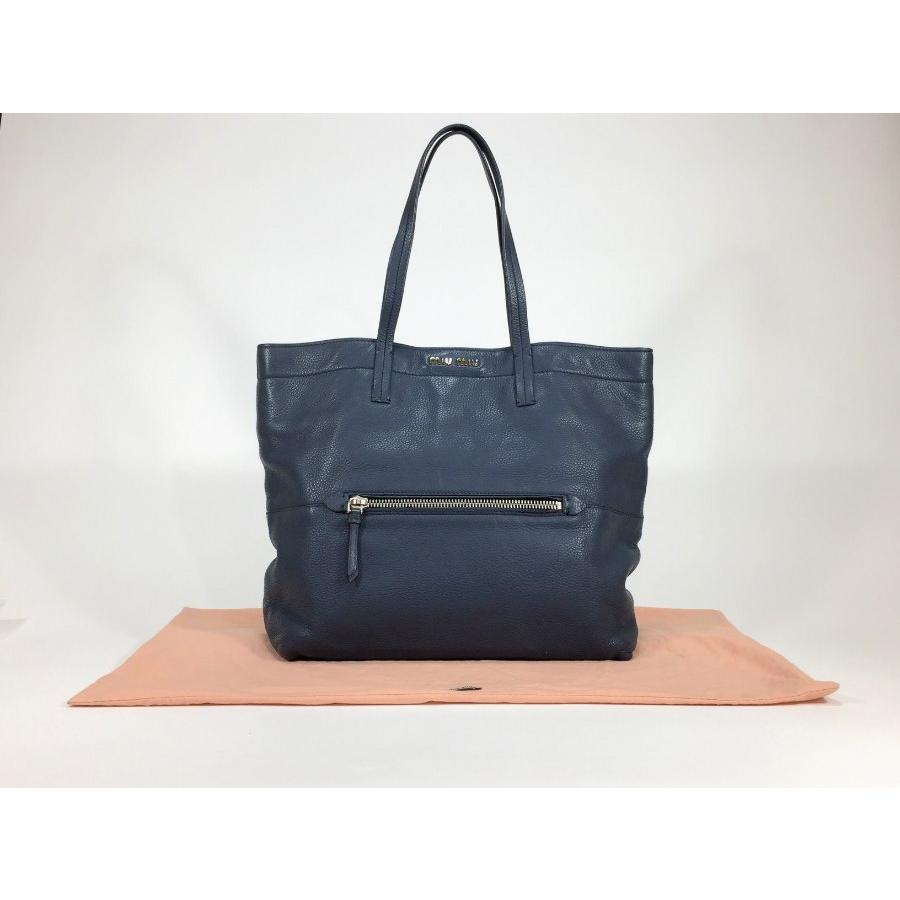 miu MIUMIU ミュウミュウ トートバッグ レザー ブルー miu MIUMIU ミュウミュウ トートバッグ レザー ブルー