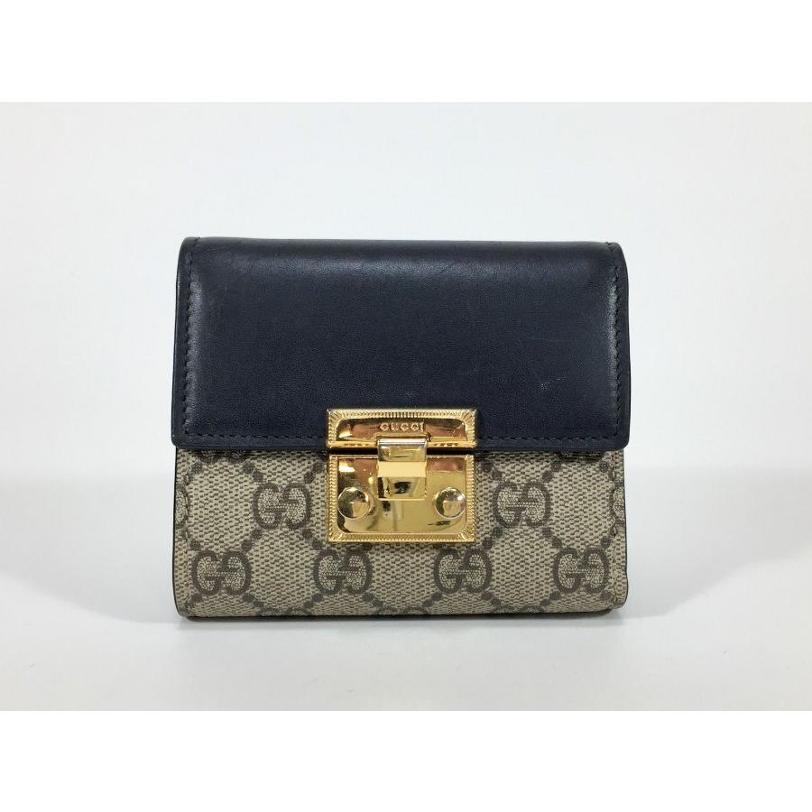 GG グッチ 財布 コンパクト レザー ブラック 金具ロックタイプ GG グッチ 財布 コンパクト レザー ブラック 金具ロックタイプ