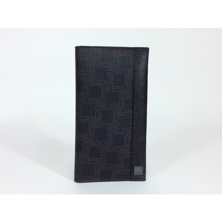 dunhill ダンヒル 長財布 二つ折り PVC×レザー ブラック×ダーク  