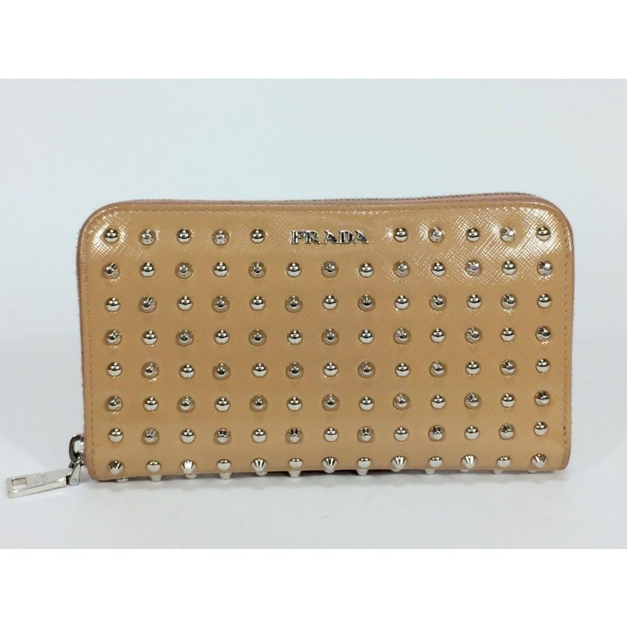 PRADA プラダ 長財布 レザー×スタッズ ベージュ : ブランド PRADA プラダ 長財布 レザー×スタッズ ベージュ : ブランド