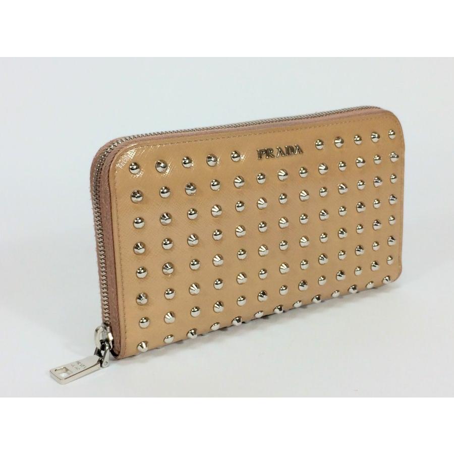 PRADA プラダ 長財布 レザー×スタッズ ベージュ : ブランド PRADA プラダ 長財布 レザー×スタッズ ベージュ : ブランド