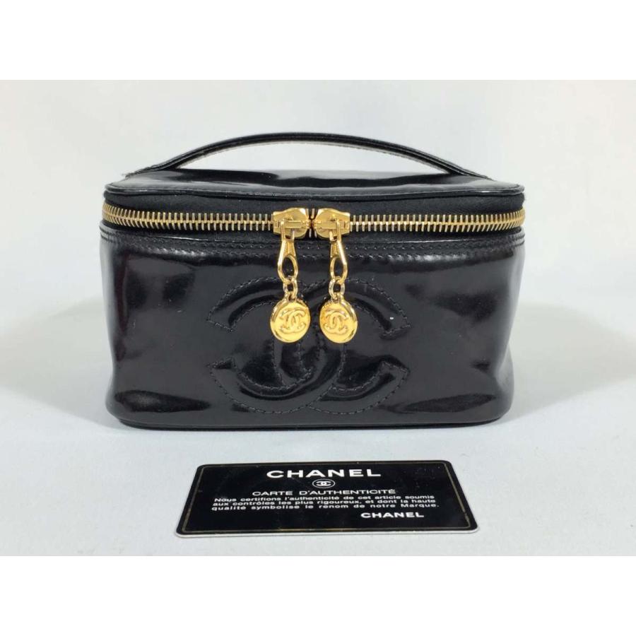 Chanel シャネル レディースファッション バニティバッグ 黒 化粧ポーチ シャネル エナメル 黒 ブラック 0428 723