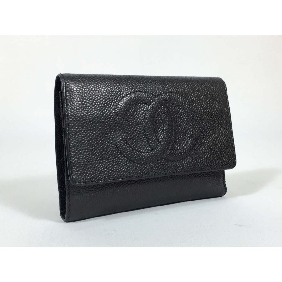 CHANEL シャネル 財布 キャビアスキン 三つ折り レザー ココ CHANEL シャネル 財布 キャビアスキン 三つ折り レザー ココ