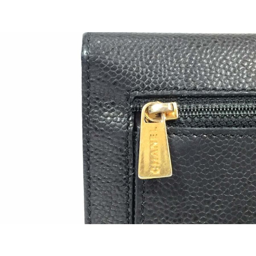 CHANEL シャネル 財布 キャビアスキン 三つ折り レザー ココ CHANEL シャネル 財布 キャビアスキン 三つ折り レザー ココ