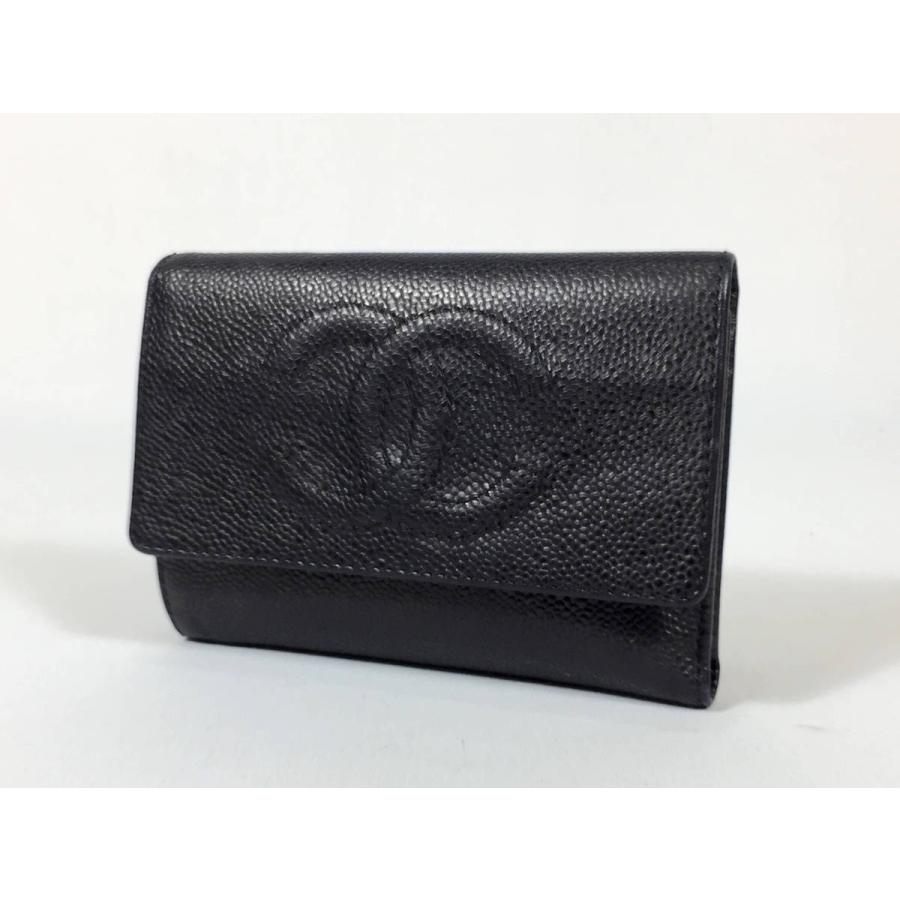 CHANEL シャネル 財布 キャビアスキン 三つ折り レザー ココ CHANEL シャネル 財布 キャビアスキン 三つ折り レザー ココ