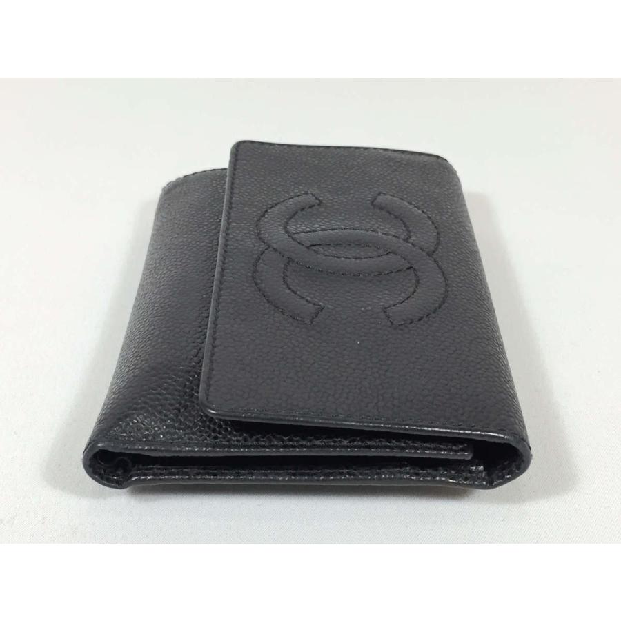 CHANEL シャネル 財布 キャビアスキン 三つ折り レザー ココ CHANEL シャネル 財布 キャビアスキン 三つ折り レザー ココ