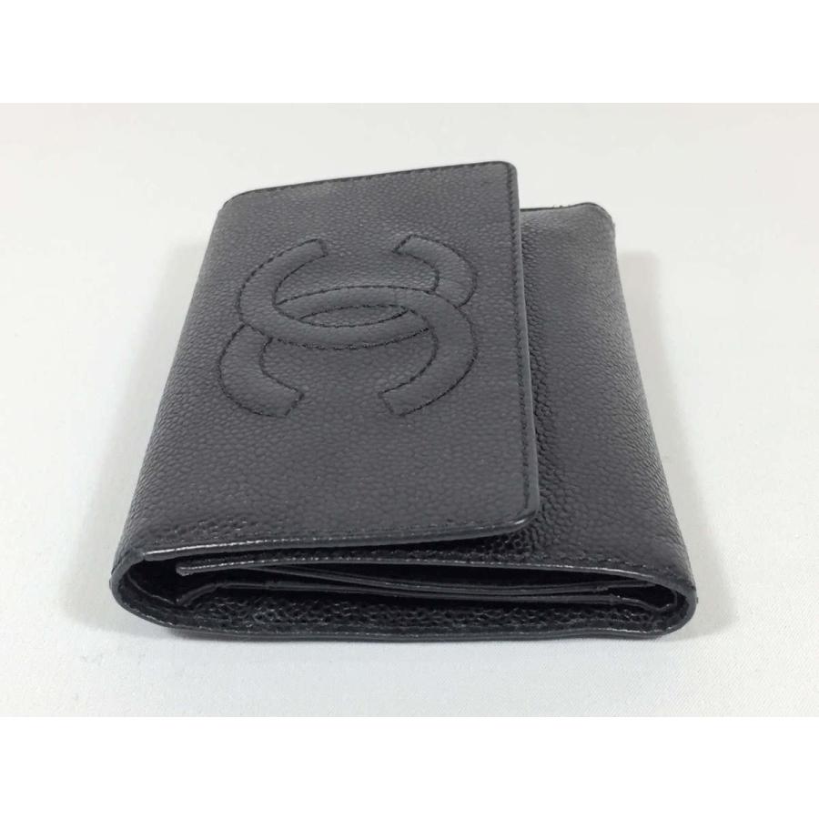 CHANEL シャネル 財布 キャビアスキン 三つ折り レザー ココ CHANEL シャネル 財布 キャビアスキン 三つ折り レザー ココ