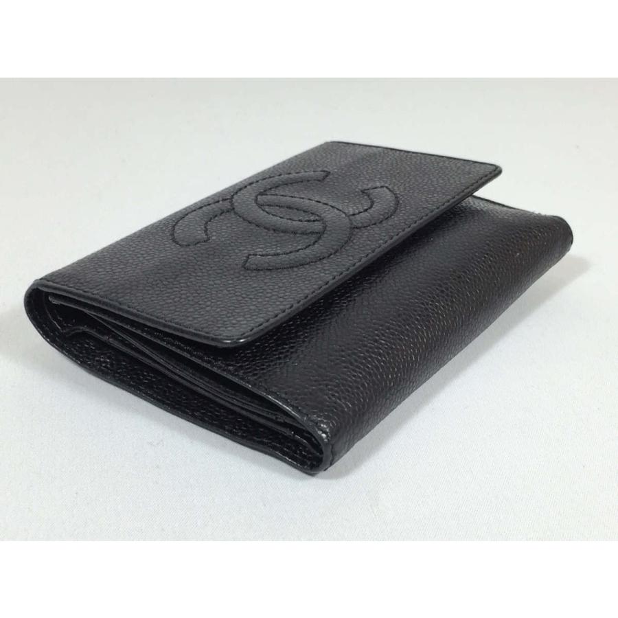 CHANEL シャネル 財布 キャビアスキン 三つ折り レザー ココ CHANEL シャネル 財布 キャビアスキン 三つ折り レザー ココ