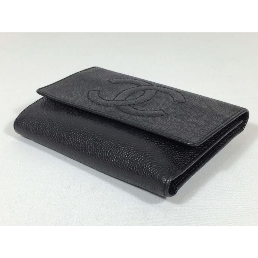 CHANEL シャネル 財布 キャビアスキン 三つ折り レザー ココ CHANEL シャネル 財布 キャビアスキン 三つ折り レザー ココ