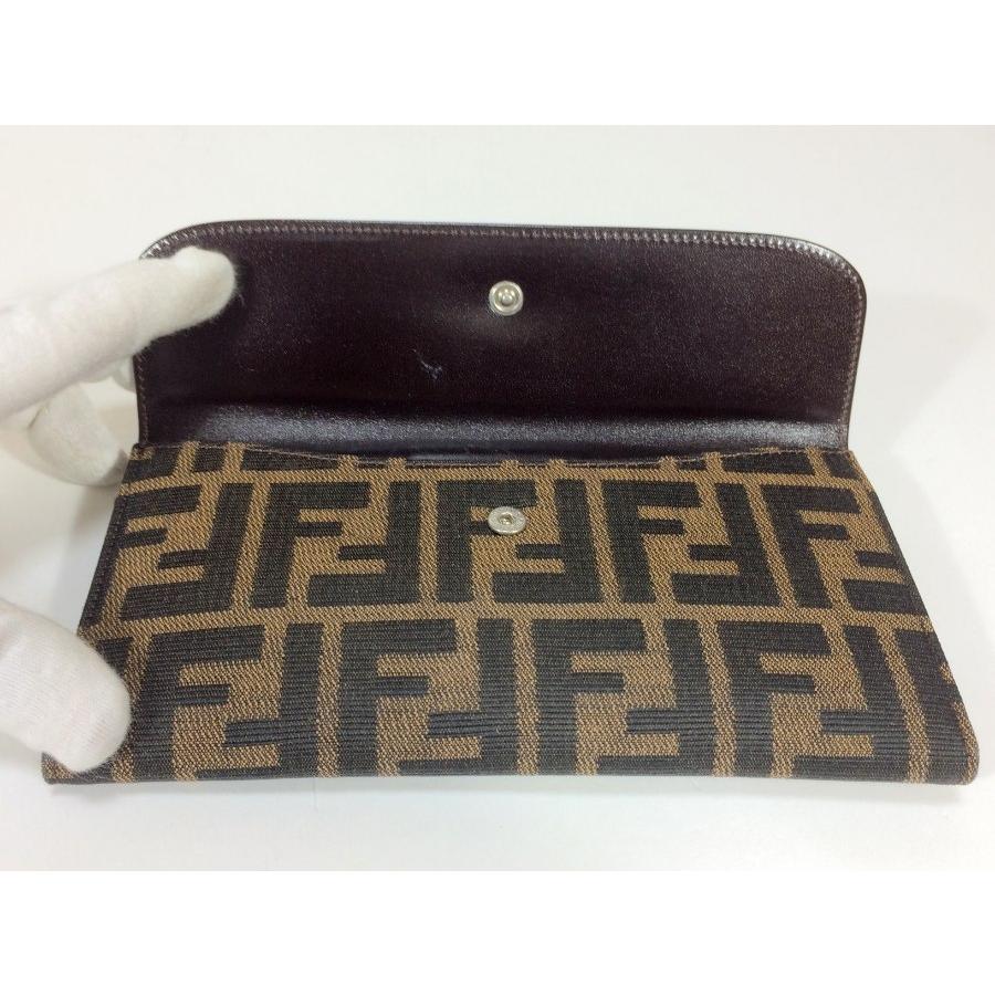 FENDI フェンディ 長財布 ズッカ柄 キャンバス×レザー ブラウン FENDI フェンディ 長財布 ズッカ柄 キャンバス×レザー ブラウン