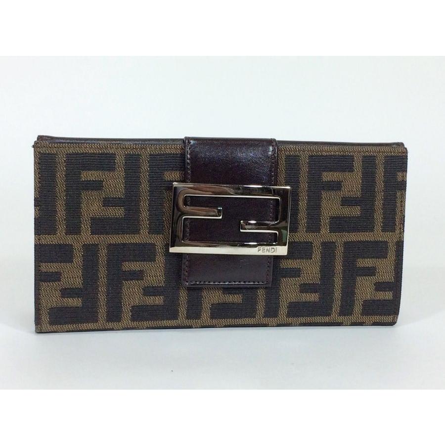 FENDI フェンディ 長財布 ズッカ柄 キャンバス×レザー ブラウン FENDI フェンディ 長財布 ズッカ柄 キャンバス×レザー ブラウン