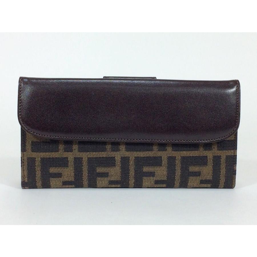FENDI フェンディ 長財布 ズッカ柄 キャンバス×レザー ブラウン FENDI フェンディ 長財布 ズッカ柄 キャンバス×レザー ブラウン