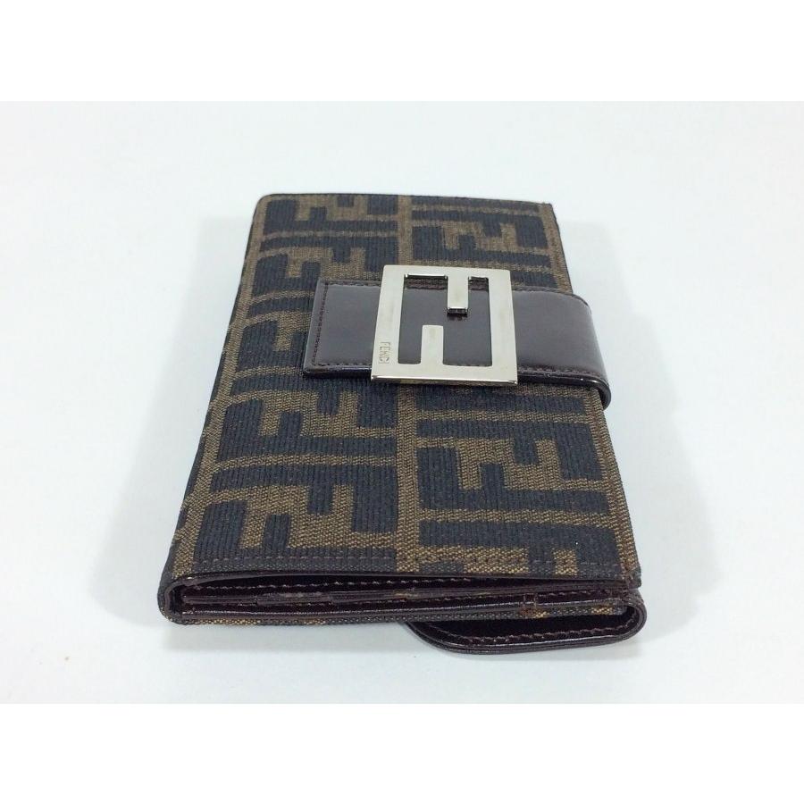 FENDI フェンディ 長財布 ズッカ柄 キャンバス×レザー ブラウン FENDI フェンディ 長財布 ズッカ柄 キャンバス×レザー ブラウン