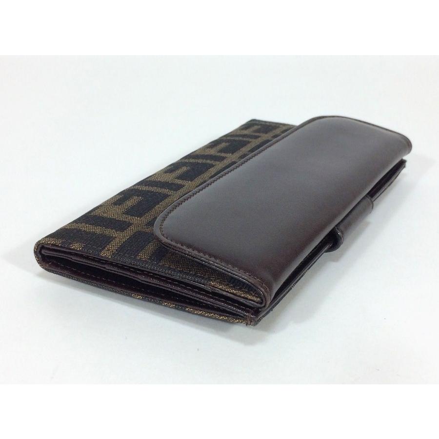 FENDI フェンディ 長財布 ズッカ柄 キャンバス×レザー ブラウン FENDI フェンディ 長財布 ズッカ柄 キャンバス×レザー ブラウン