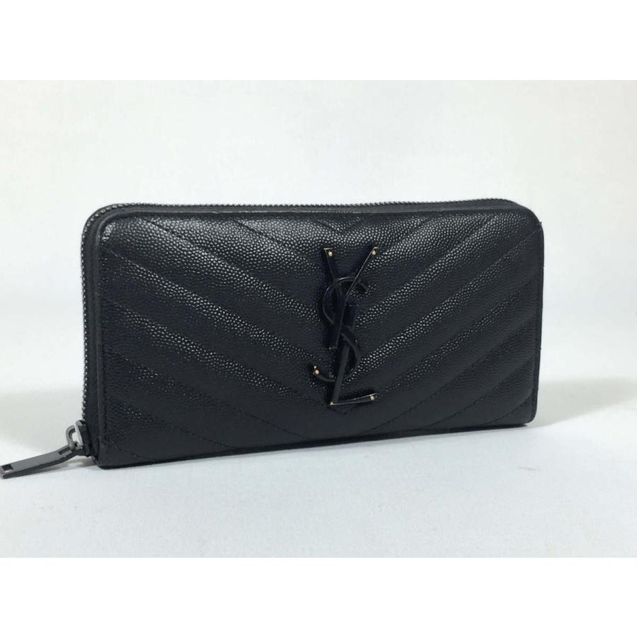SAINT LAURENT サンローラン 長財布 レザー ブラック 黒 SAINT LAURENT サンローラン 長財布 レザー ブラック 黒
