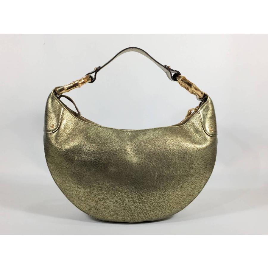 GUCCI グッチ ショルダーバッグ ゴールド レザー ハーフムーン