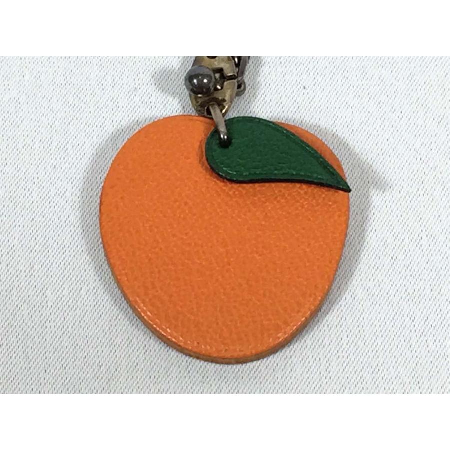 HERMES エルメス チャーム フルーツ ミカン オレンジ レザー HERMES エルメス チャーム フルーツ ミカン オレンジ レザー