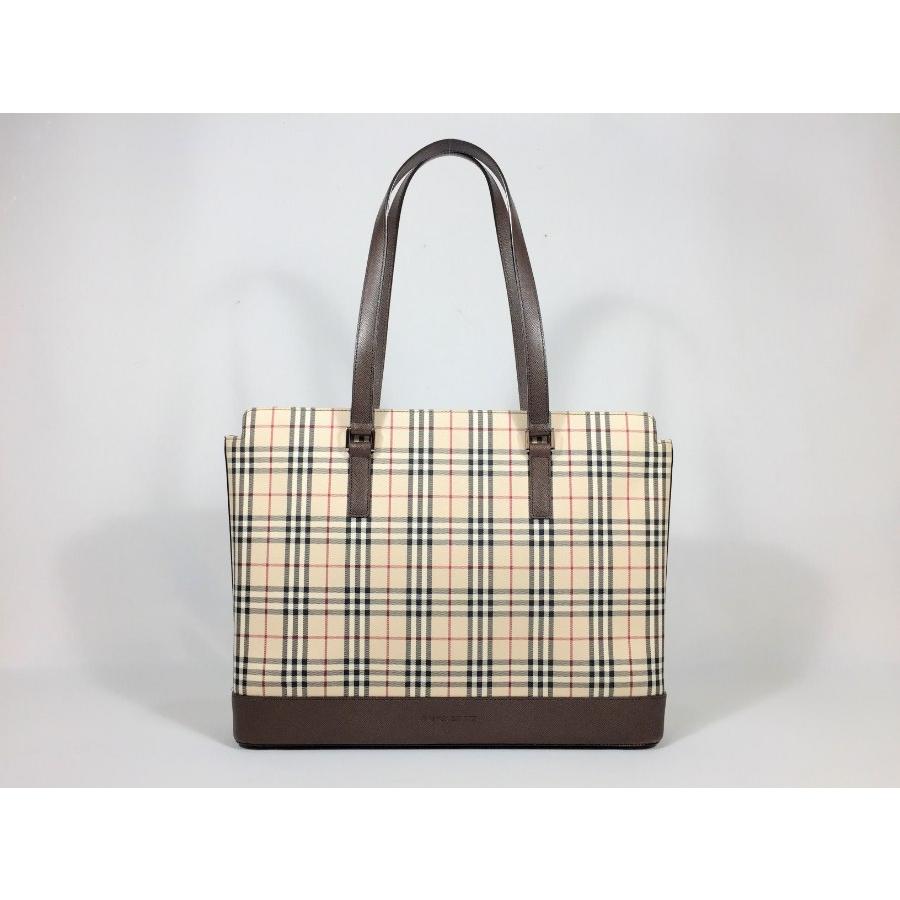 BURBERRY バーバリー トートバッグ ノバチェック×ブラウン キャンバス×レザー :0908-1185-211888469:ブランド