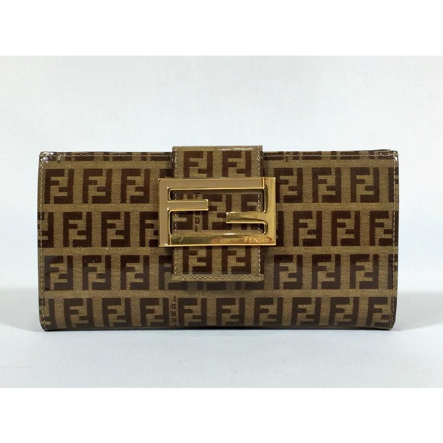 FENDI フェンディ 長財布 ズッカ柄 ナイロン×レザー ヌラウン FENDI フェンディ 長財布 ズッカ柄 ナイロン×レザー ヌラウン