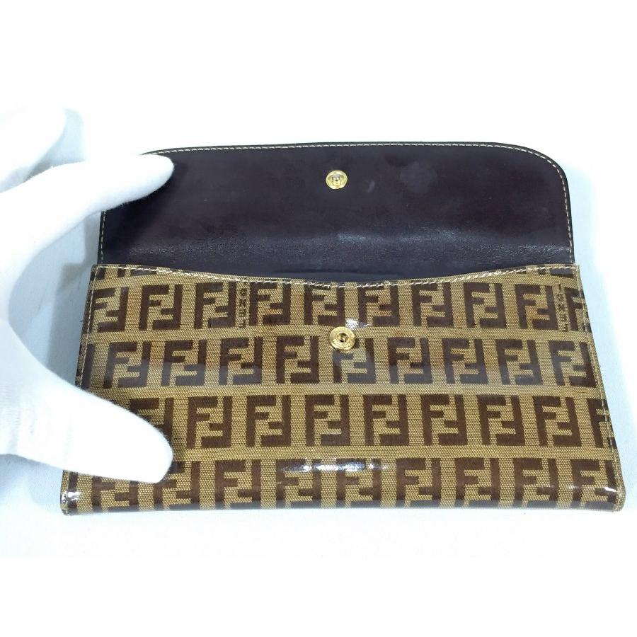 FENDI フェンディ 長財布 ズッカ柄 ナイロン×レザー ヌラウン FENDI フェンディ 長財布 ズッカ柄 ナイロン×レザー ヌラウン