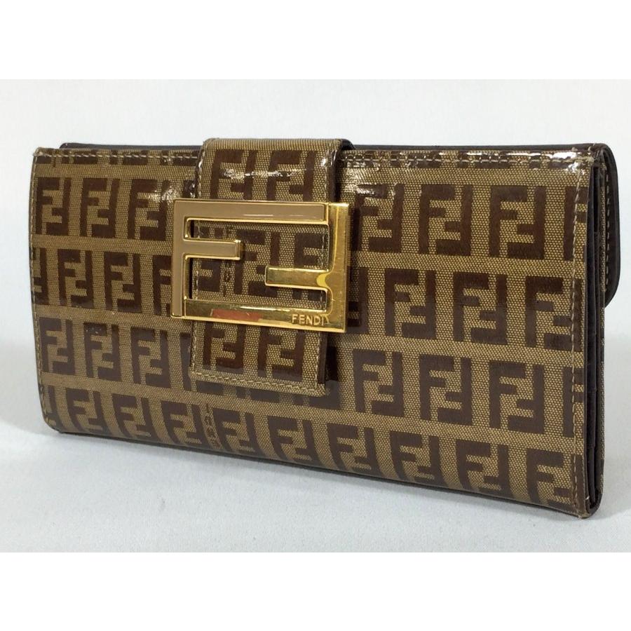 FENDI フェンディ 長財布 ズッカ柄 ナイロン×レザー ヌラウン FENDI フェンディ 長財布 ズッカ柄 ナイロン×レザー ヌラウン