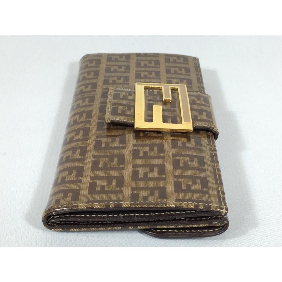 FENDI フェンディ 長財布 ズッカ柄 ナイロン×レザー ヌラウン FENDI フェンディ 長財布 ズッカ柄 ナイロン×レザー ヌラウン