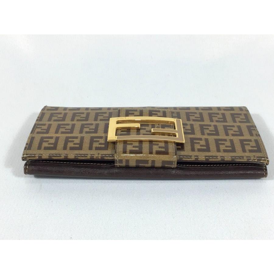 FENDI フェンディ 長財布 ズッカ柄 ナイロン×レザー ヌラウン FENDI フェンディ 長財布 ズッカ柄 ナイロン×レザー ヌラウン