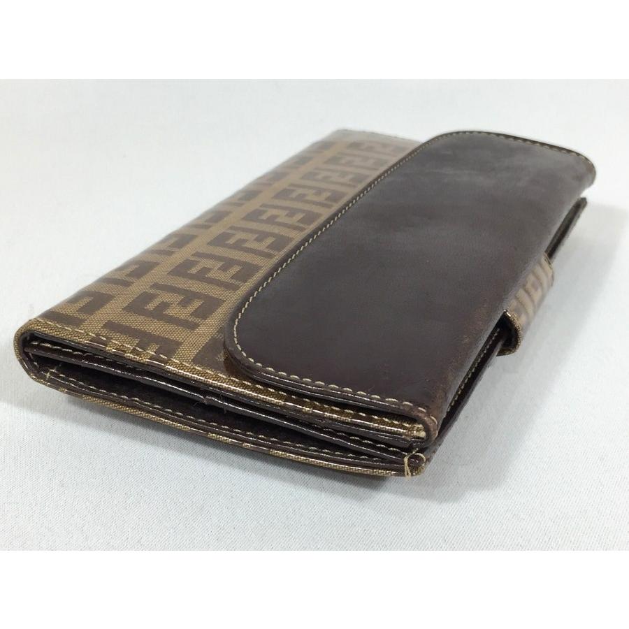 FENDI フェンディ 長財布 ズッカ柄 ナイロン×レザー ヌラウン FENDI フェンディ 長財布 ズッカ柄 ナイロン×レザー ヌラウン