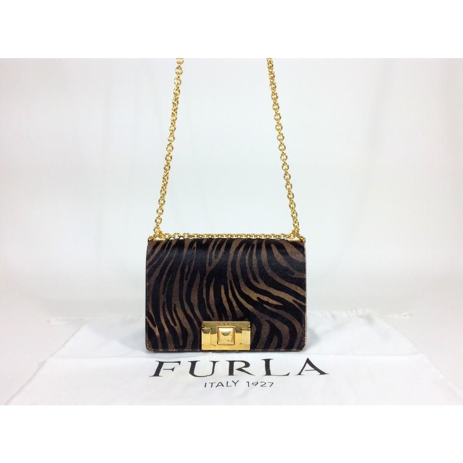 FURLA フルラ ショルダーバッグ ハラコ タイガー柄 チェーンショルダー 