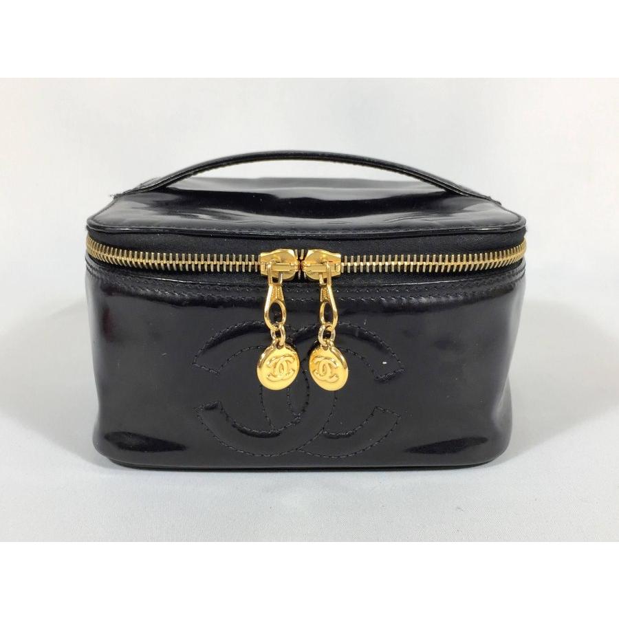 CHANEL シャネル バニティバッグ 化粧ポーチ エナメル 黒 CHANEL シャネル バニティバッグ 化粧ポーチ エナメル 黒