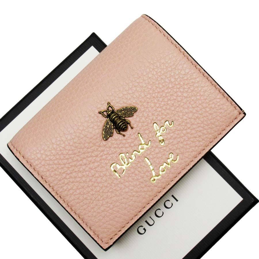 GUCCI（グッチ） 二つ折り財布 レザー ピンク系 定番人気 : ブランド