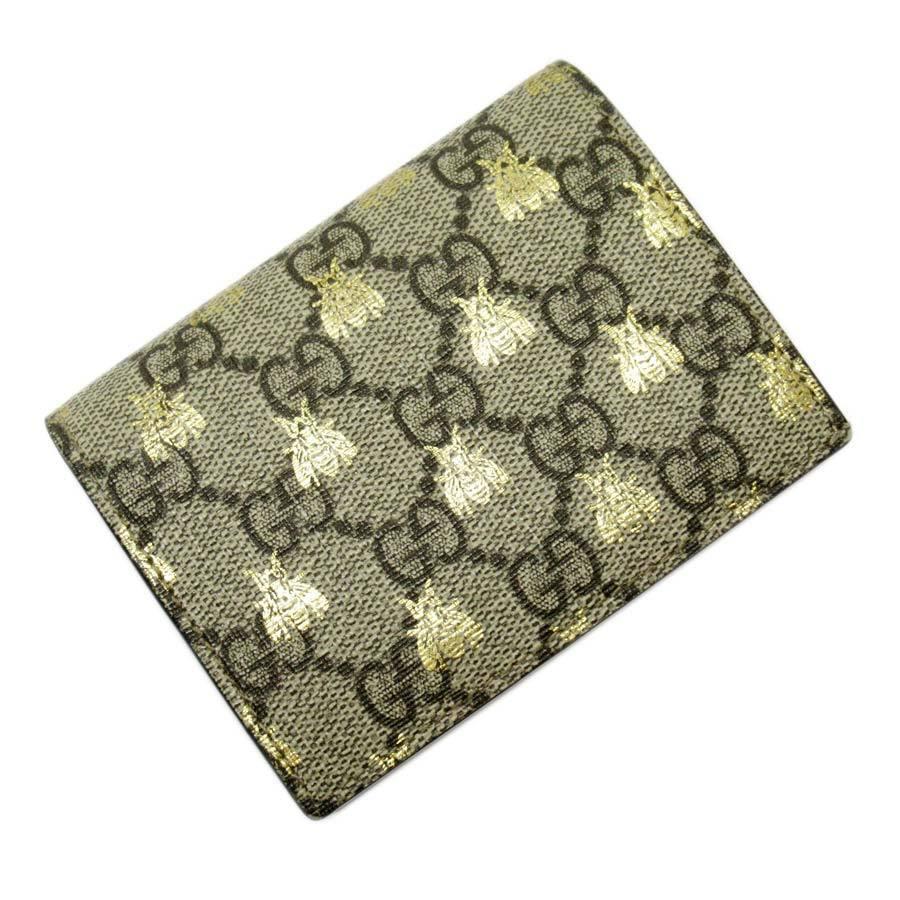 GUCCI グッチ 二つ折り財布 GG PVCxレザー ブラウン系xゴールドx