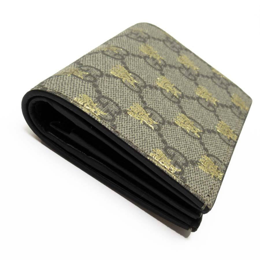 GUCCI グッチ 二つ折り財布 GG PVCxレザー ブラウン系xゴールドx