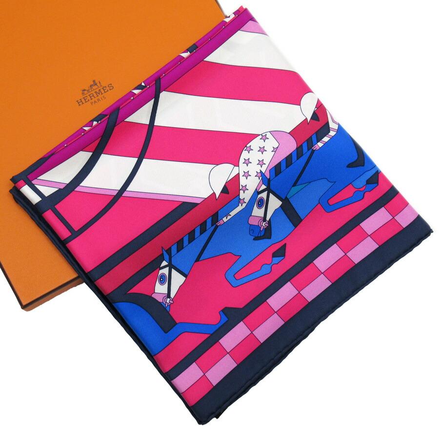 HERMES（エルメス） スカーフ カレ90 STEEPLE CHASE シルク ピンク系