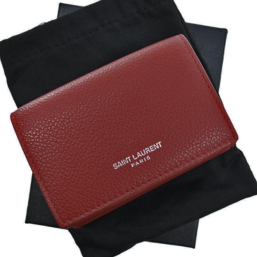 サンローラン SAINT LAURENT 三つ折り財布 レザー レッド :54557f