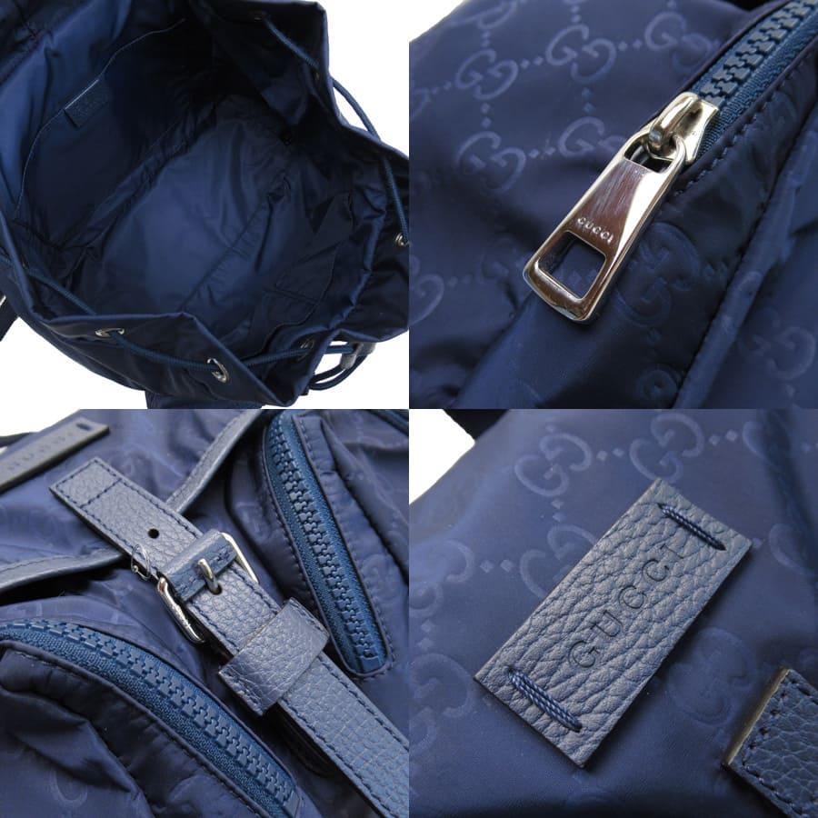 GUCCI（グッチ） リュック バックパック GG ナイロンxレザー ネイビー