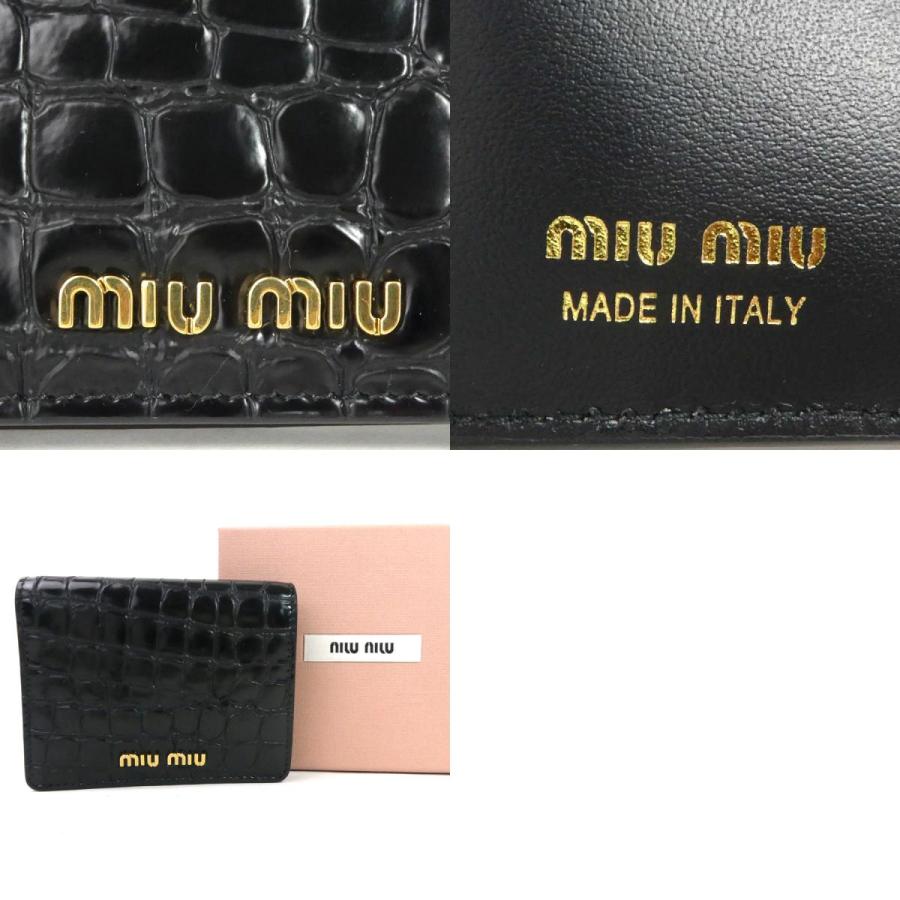 ミュウミュウ MIUMIU 二つ折り財布 型押しレザー ブラック｜brandvalue-store｜05