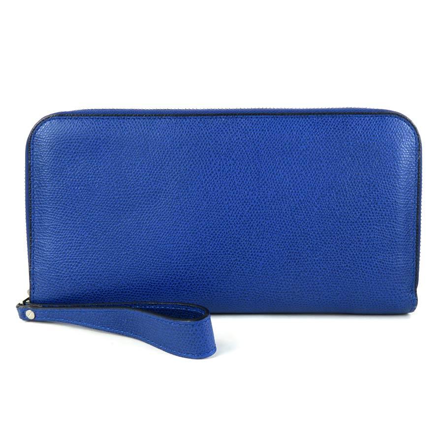美品　ヴァレクストラ　オーガナイザー　長財布　ブルー Valextra ヴァレクストラ オーガナイザー ラウンドファスナー長