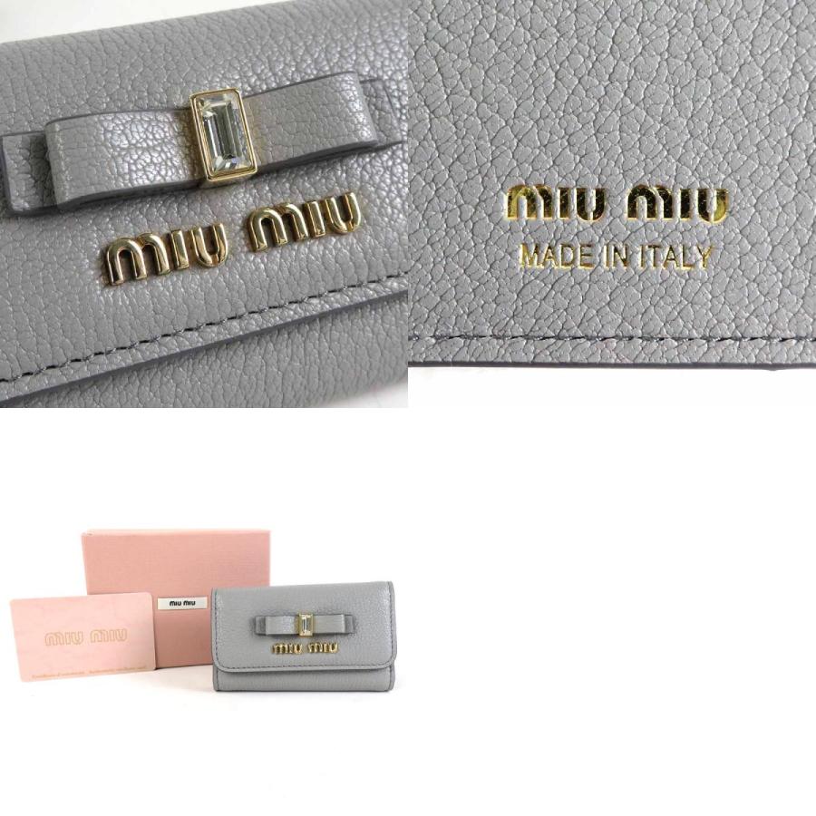 miu ミュウミュウ MIUMIU キーケース レザー グレー : ブランド