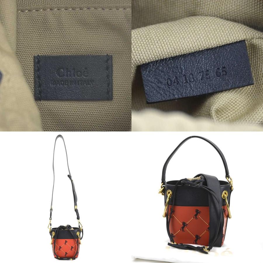 Chloe（クロエ） ショルダーバッグ レザー ネイビー×レッド : ブランド