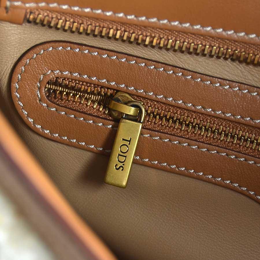 トッズ TOD'S ショルダーバッグ ボア/レザー ベージュ×ブラウン
