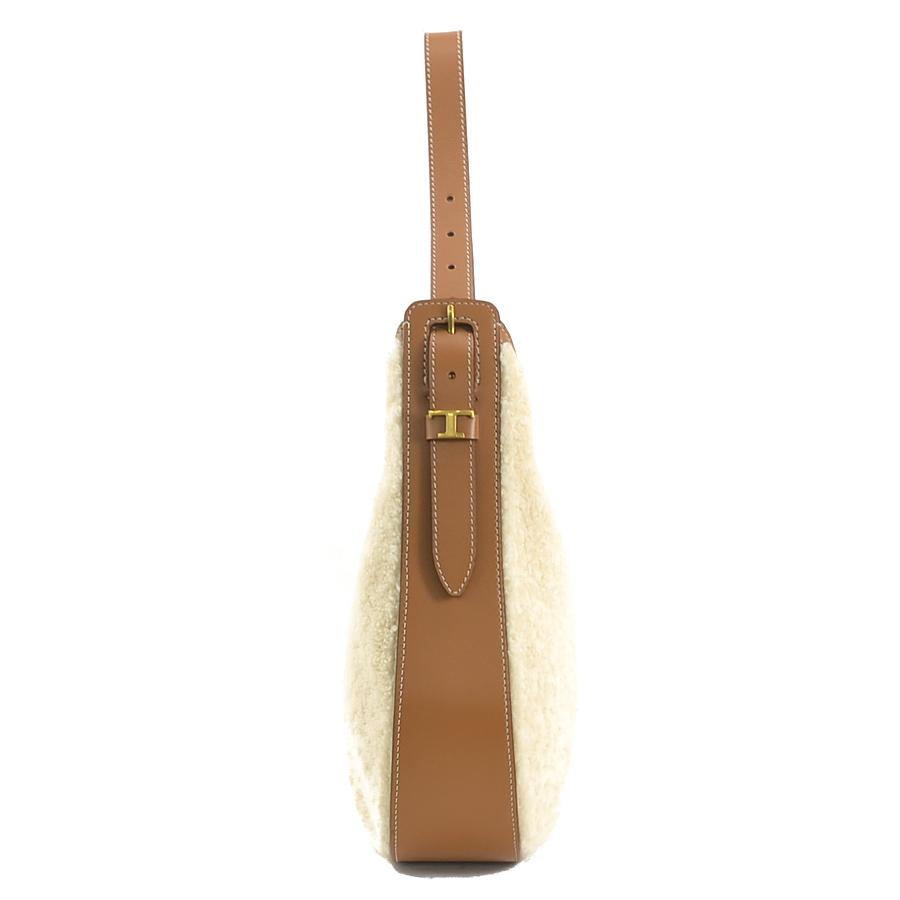 トッズ TOD'S ショルダーバッグ ボア/レザー ベージュ×ブラウン