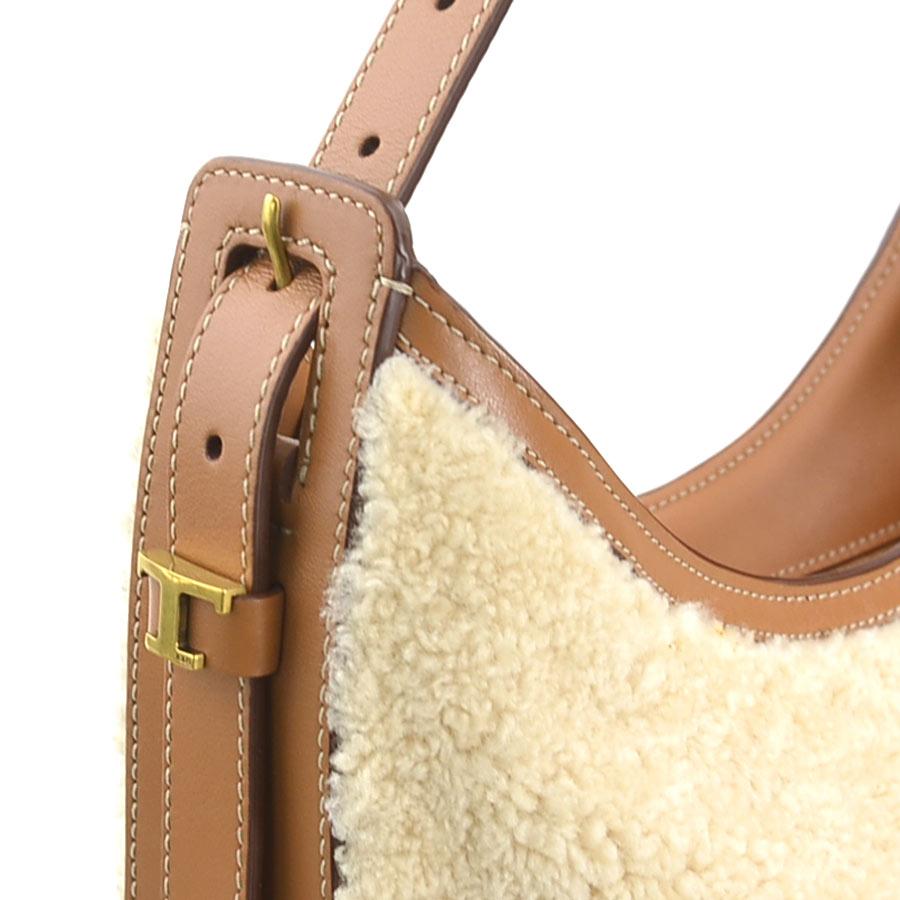 トッズ TOD'S ショルダーバッグ ボア/レザー ベージュ×ブラウン