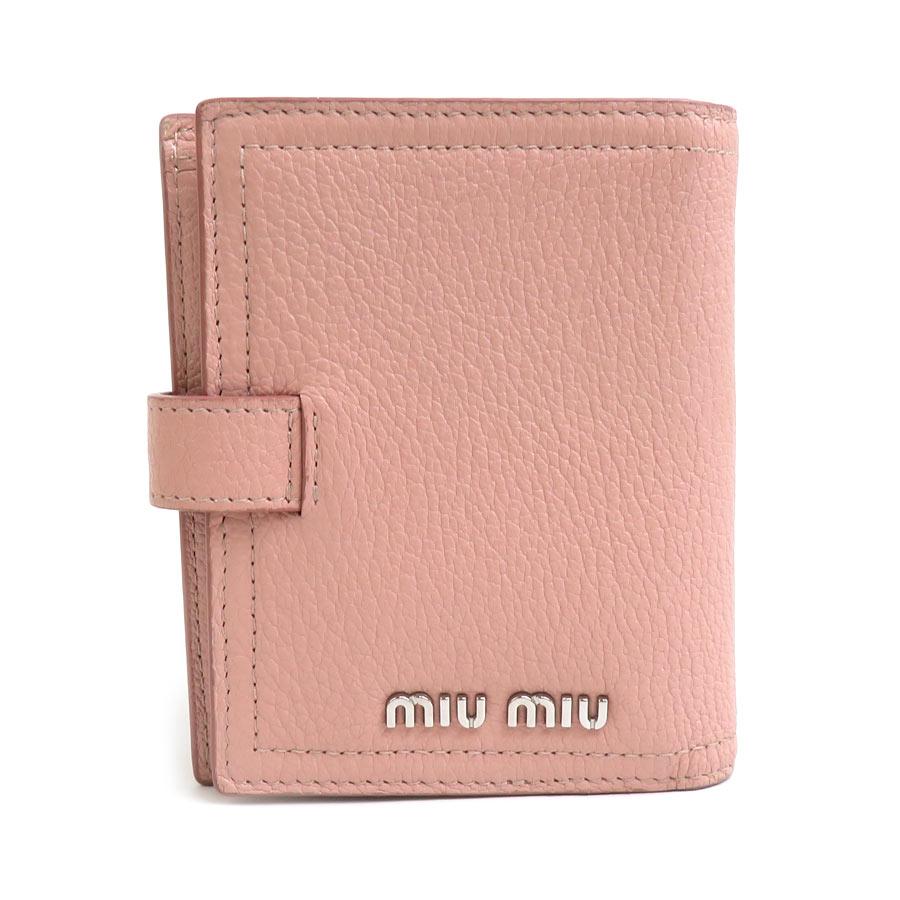 MIUMIU 二つ折り財布 ピンク miu miu（ミュウミュウ） 二つ折り財布 レザー ピンク : ブランド