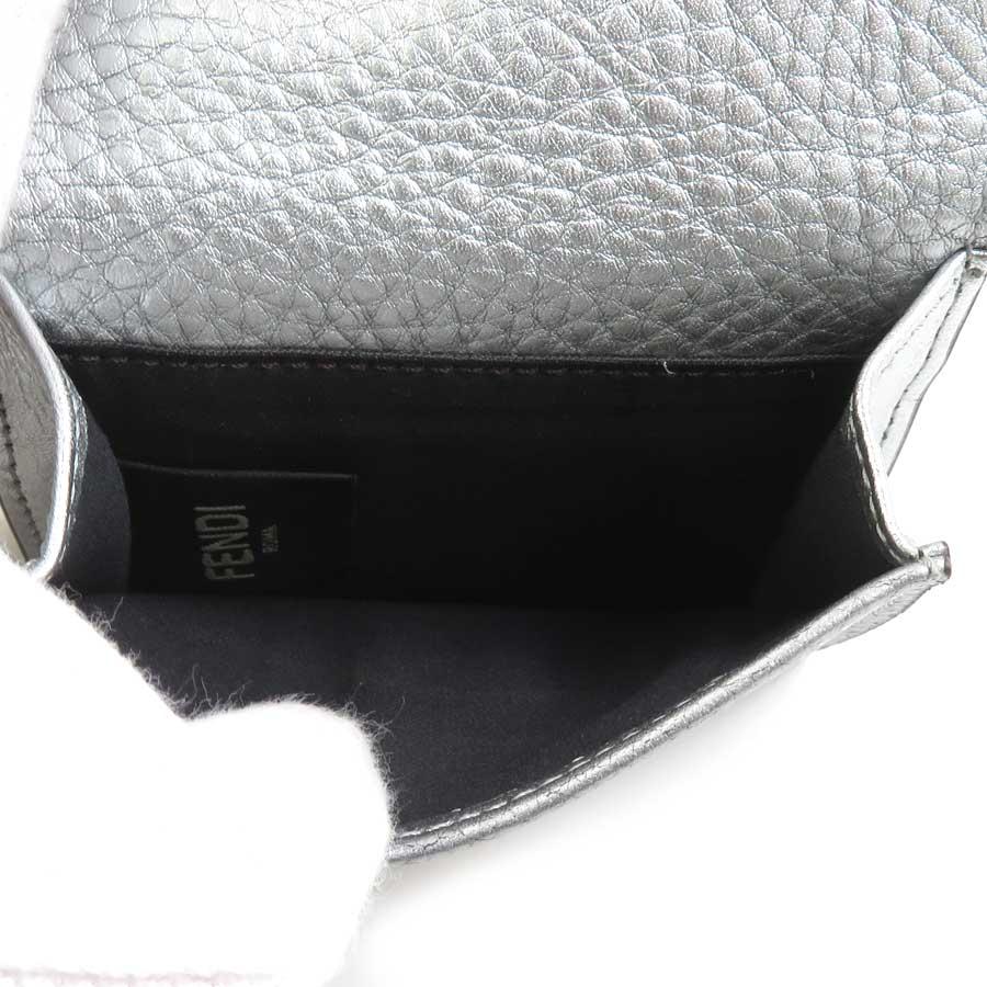 FENDI フェンディ 三つ折り財布 ピーカブー レザー シルバー 