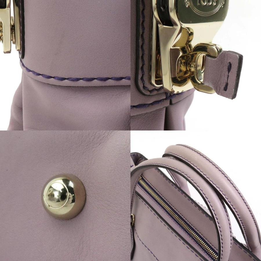 トッズ TOD'S ハンドバッグ ショルダーバッグ レザー パープル